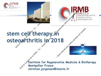 IRMB  For  UTE  INSTITUT  Regenerative  Medicine &amp;  BIOTHERAPY  stem cell therapy in