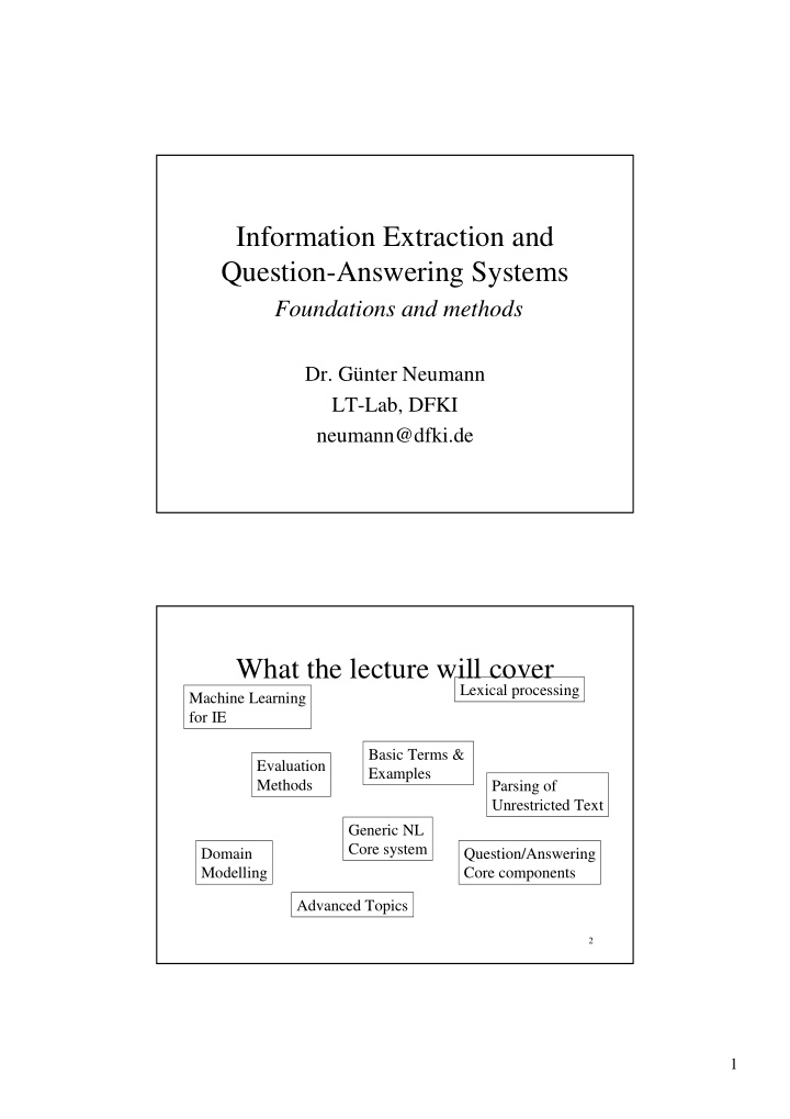 information extraction and question answering systems