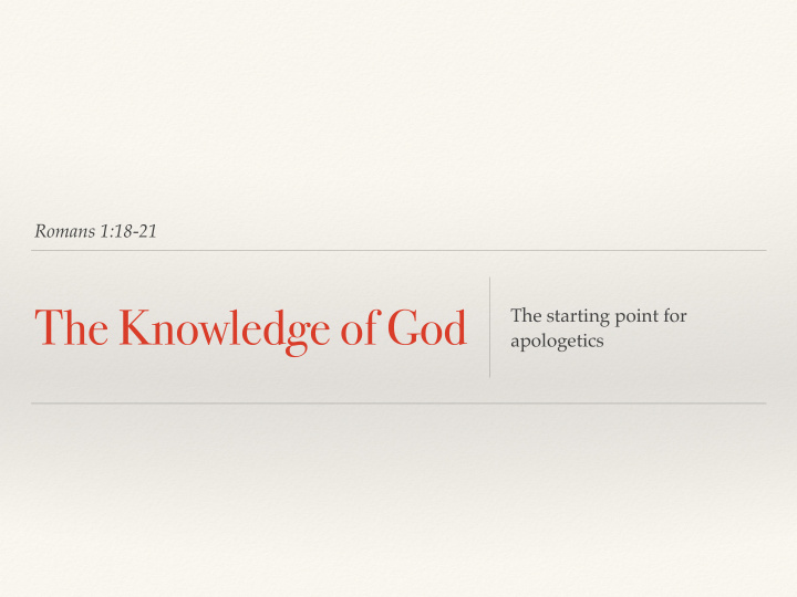 the knowledge of god