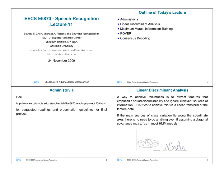 eecs e6870 speech recognition