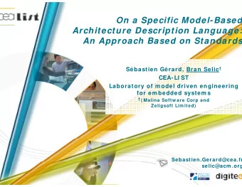 O  On a Specific Model-Based  Architectu  ure Description Language:  An Appr  roach Based on