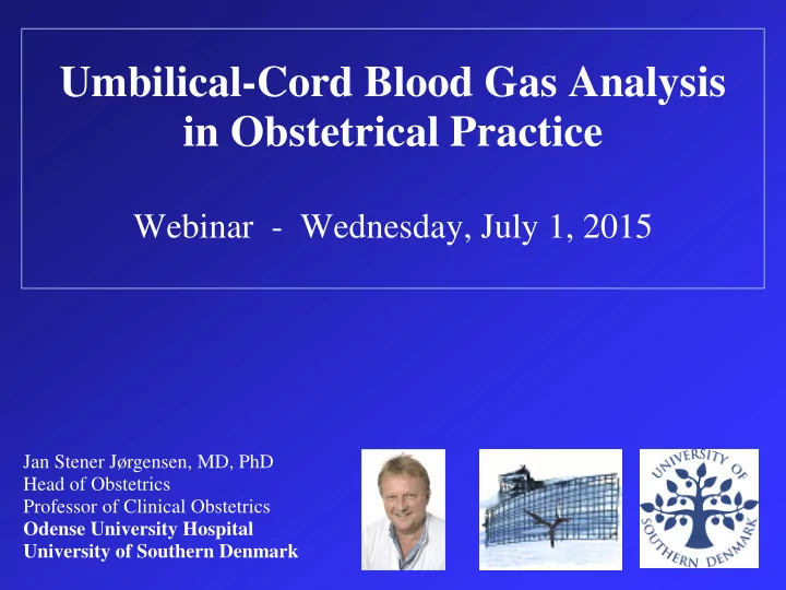 umbilical cord blood gas analysis in obstetrical practice