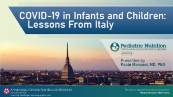 Presenter  Paolo  MANZONI, MD, PHD  Director  Division of Pediatrics and Neonatology  Department of