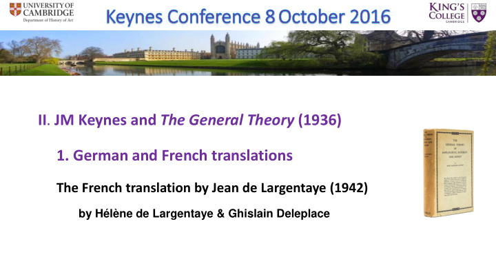 ii jm keynes and the general theory 1936 1 german and