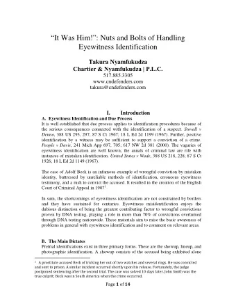 It Was Him!: Nuts and Bolts of Handling  Eyewitness Identification  Takura Nyamfukudza