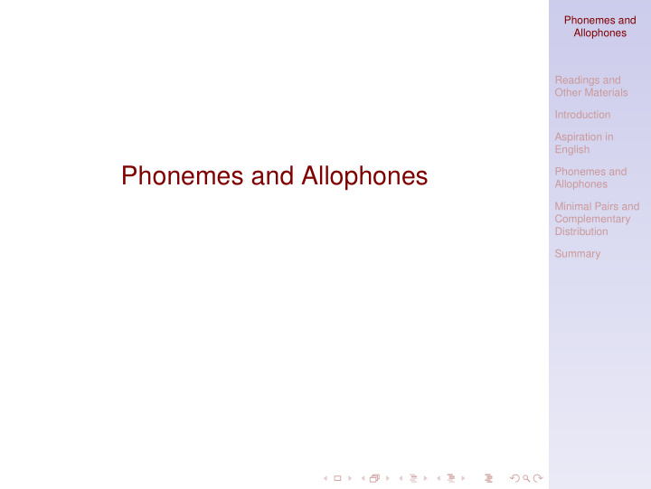 phonemes and allophones