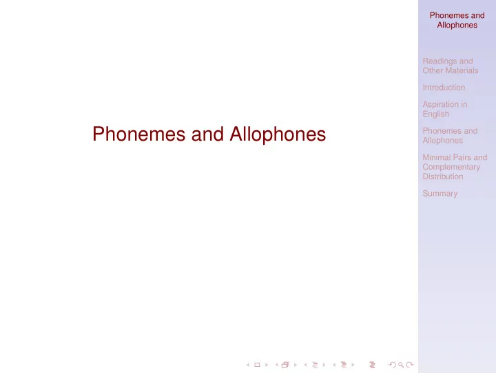 phonemes and allophones
