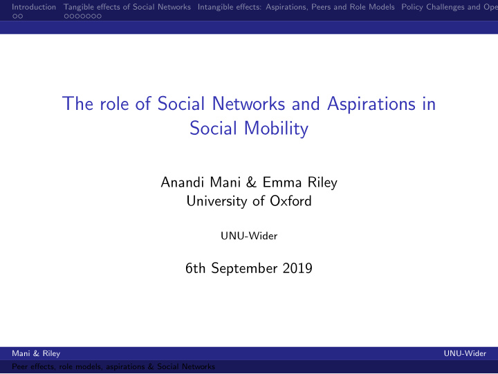 the role of social networks and aspirations in social
