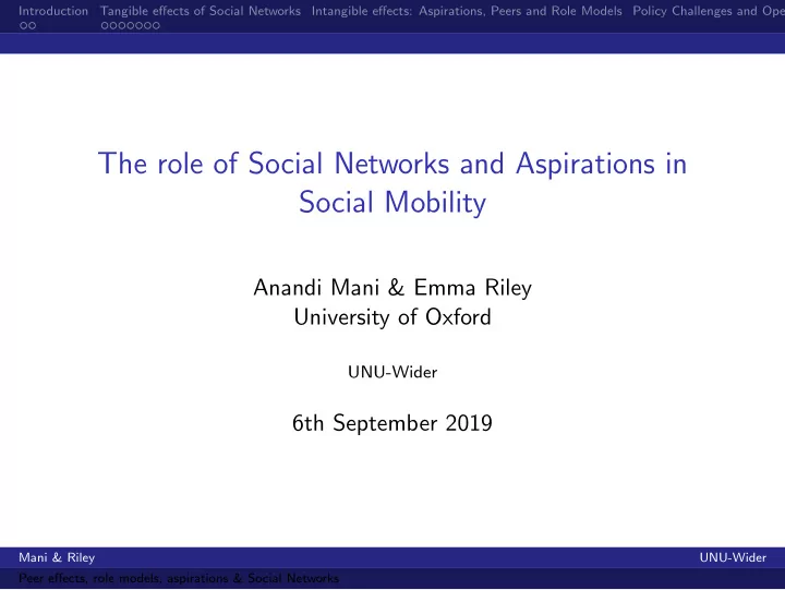 the role of social networks and aspirations in social