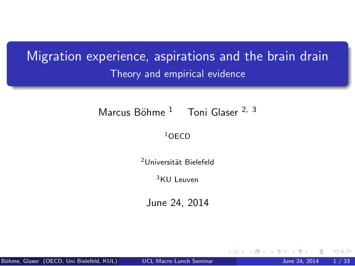 migration experience aspirations and the brain drain