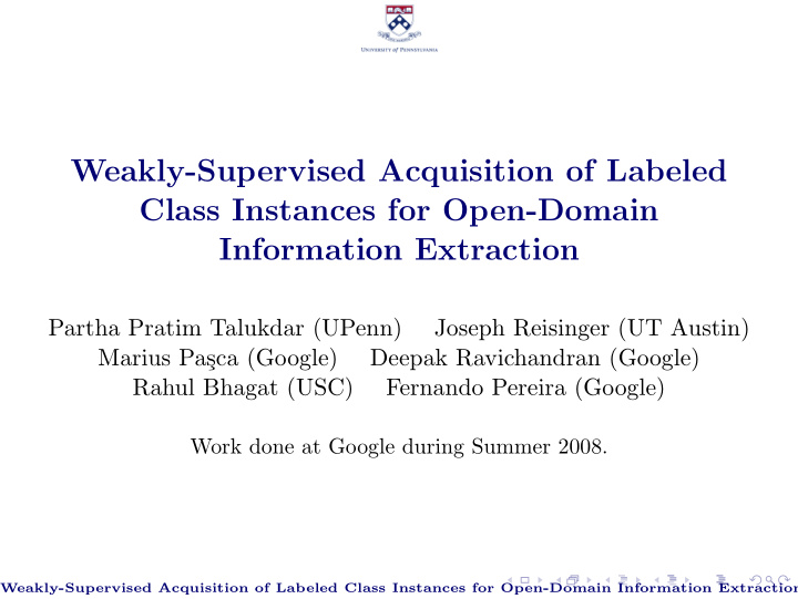 weakly supervised acquisition of labeled class instances