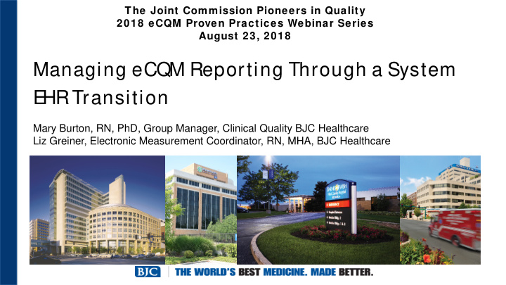 managing ecqm reporting through a system e hr transition