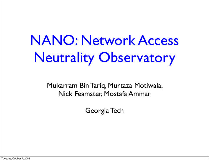 nano network access neutrality observatory