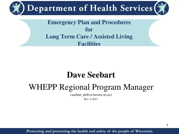 dave seebart whepp regional program manager