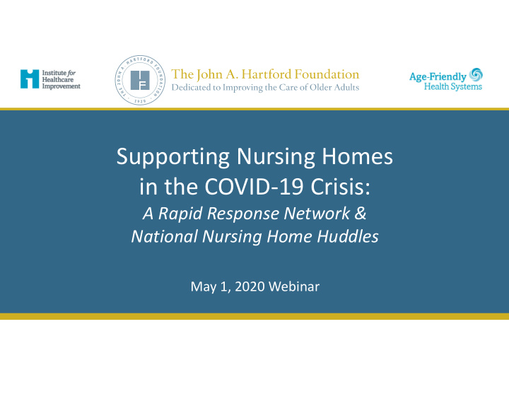 supporting nursing homes in the covid 19 crisis