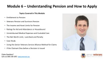 Module 6  Understanding Pension and How to Apply  Topics Covered in This Module  Entitlement