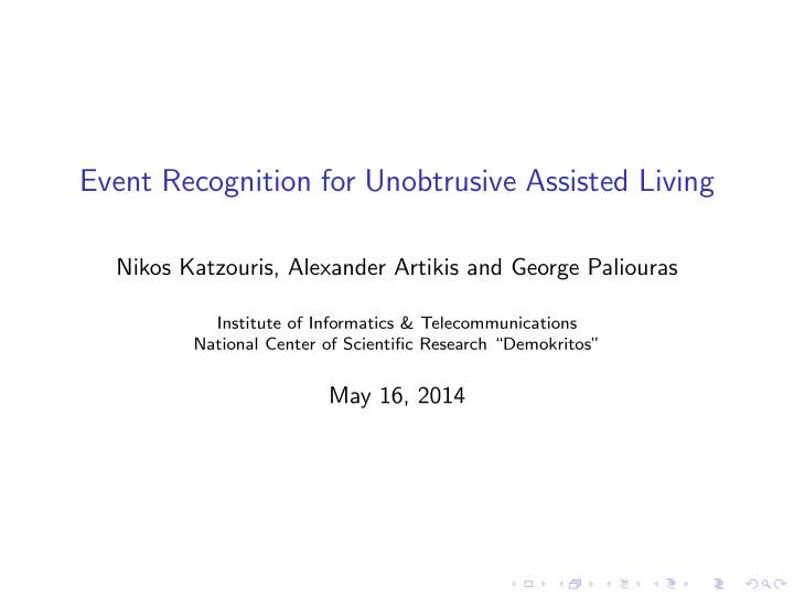 event recognition for unobtrusive assisted living