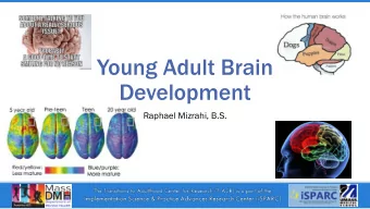 Young Adult Brain  Development  Raphael Mizrahi, B.S.  Lets start  with the  basics  Brain