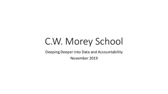 C.W. Morey School  Deeping Deeper into Data and Accountability  November 2019  What is our