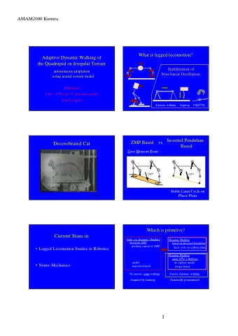 1  AMAM2000 Kimura  7  10  Studies on Neuro-Mechanics  Sensory Feedback to CPGs  Dynamic Coupling
