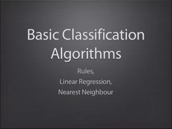 Basic Classification  Algorithms  Rules,  Linear Regression,  Nearest Neighbour  Outline  Rules