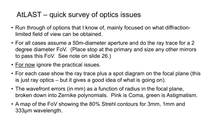 atlast quick survey of optics issues