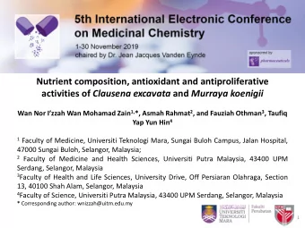 Nutrient composition, antioxidant and antiproliferative activities of Clausena excavata and Murraya