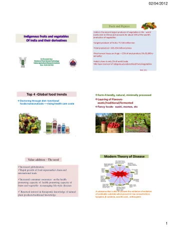 02/04/2012  Facts and Figures  India is the second largest producer of vegetables in the   world