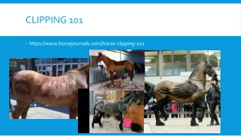 CLIPPING 101  https://www.horsejournals.com/horse-clipping-101  WHY CLIP?    Fall  is the