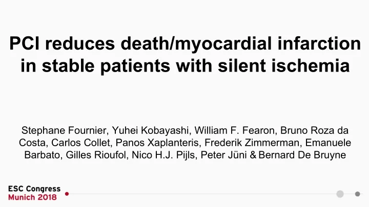 pci reduces death myocardial infarction in stable