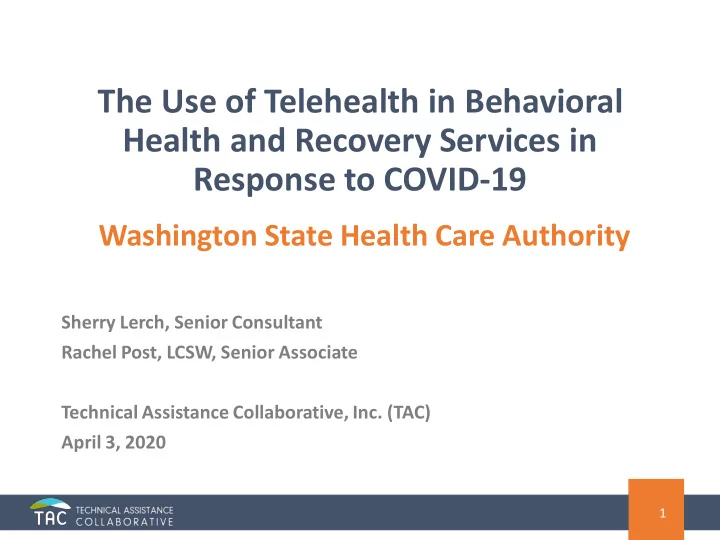 the use of telehealth in behavioral health and recovery