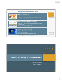 covid 19 testing vaccine update