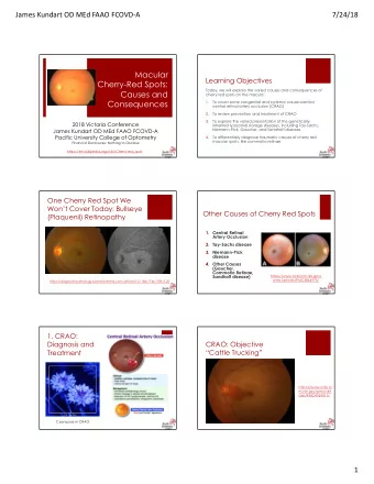 Macular  Learning Objectives  Cherry-Red Spots:  Today, we will explore the varied causes and
