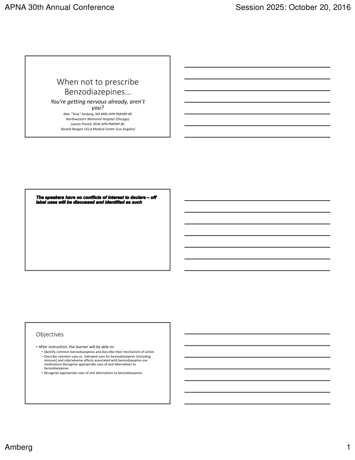when not to prescribe benzodiazepines