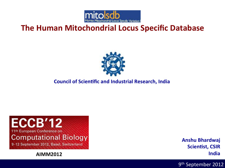 the human mitochondrial locus specific database