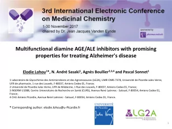 Multifunctional diamine AGE/ALE inhibitors with promising  properties for treating Alzheimer's