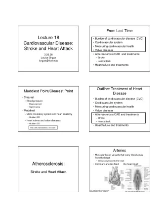 Lecture 18   Burden of cardiovascular disease (CVD)  Cardiovascular Disease:   Cardiovascular