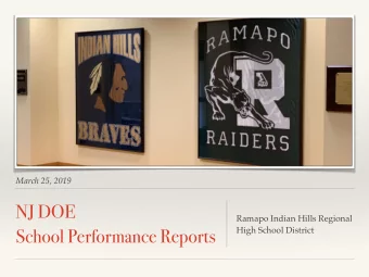 NJ DOE  Ramapo Indian Hills Regional  School Performance Reports  High School District  2017-2018