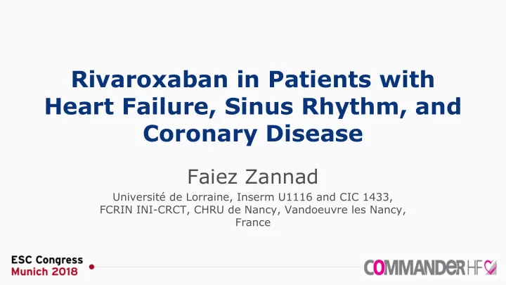 rivaroxaban in patients with heart failure sinus rhythm