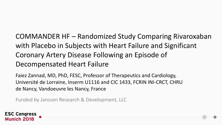 coronary artery disease following an episode of