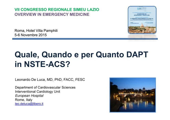 quale quando e per quanto dapt in nste acs