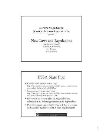 ESSA State Plan   Revised draft plan issued in July: