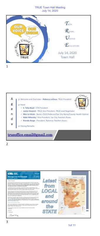 E.  E. To Toby Boy  Boyd CTA President  4  Jackie Jackie How  Howard TRUE Lead Negotiator and Vice