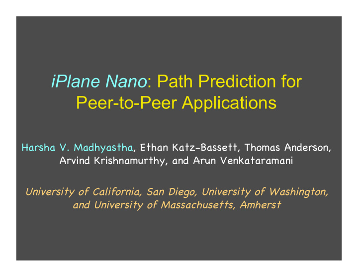 peer to peer applications