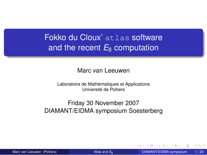 fokko du cloux atlas software and the recent e 8