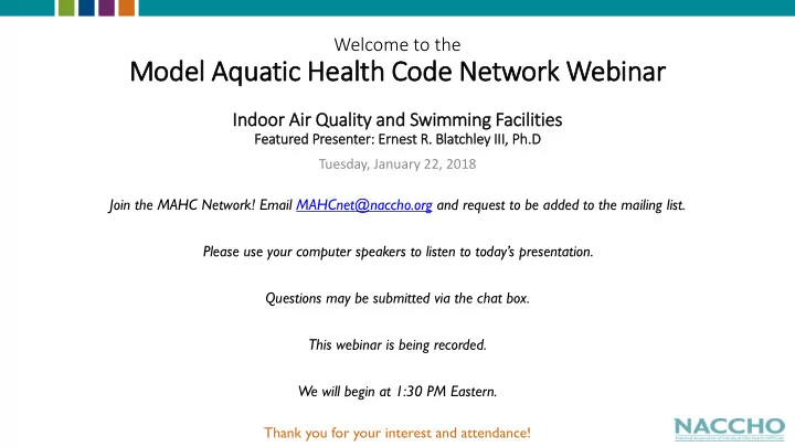 model aquatic health code network webinar