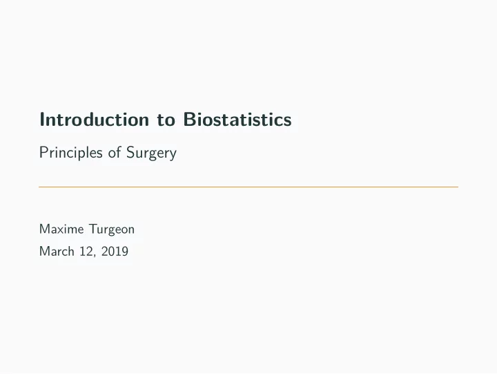 introduction to biostatistics