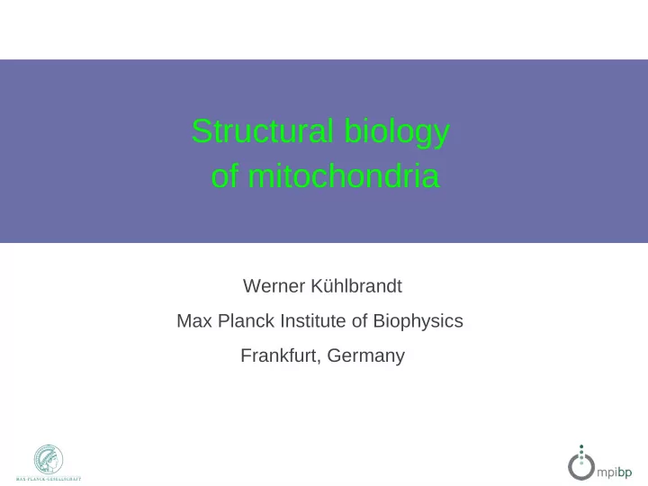 structural biology of mitochondria