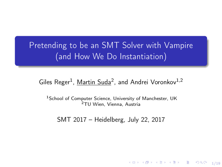 pretending to be an smt solver with vampire and how we do