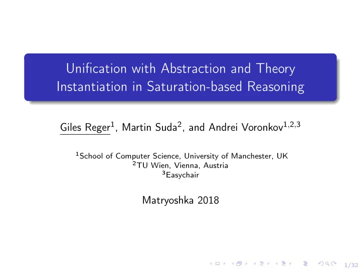 unification with abstraction and theory instantiation in
